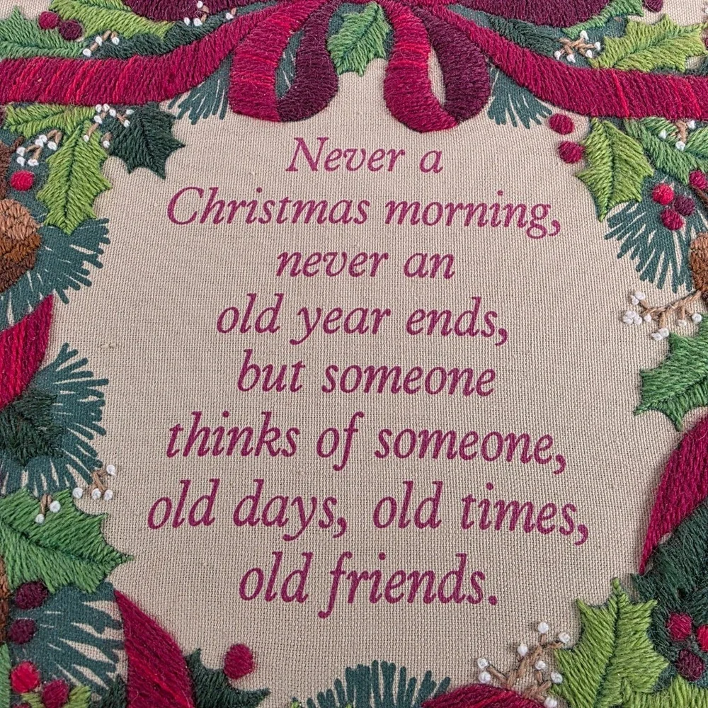 VTG 1987 Creative Circle Crewel Embroidery Christmas Memories Wreath Completed